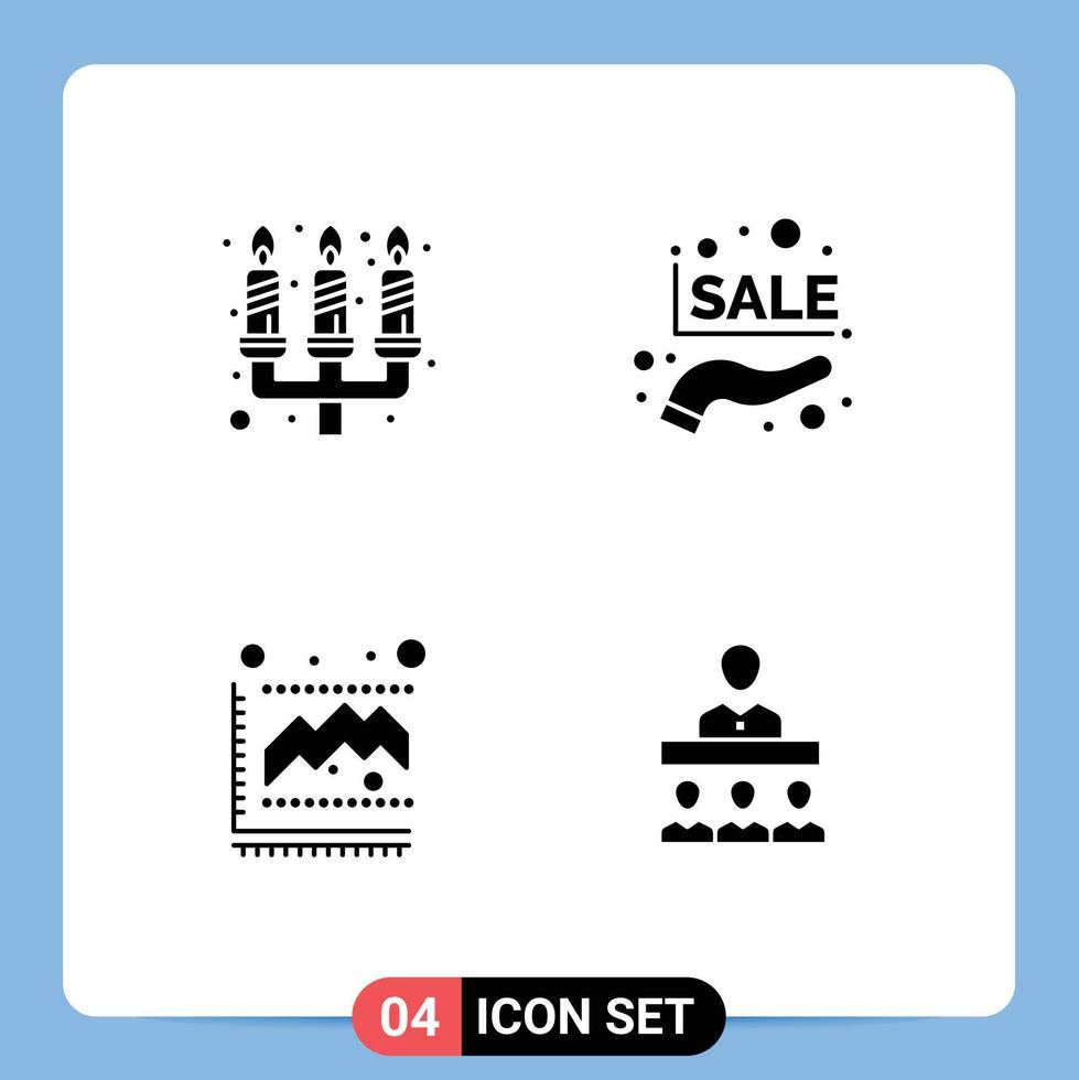 4 Creative Icons Modern Signs and Symbols of candle graph light percentage statistics Editable Vector Design Elements