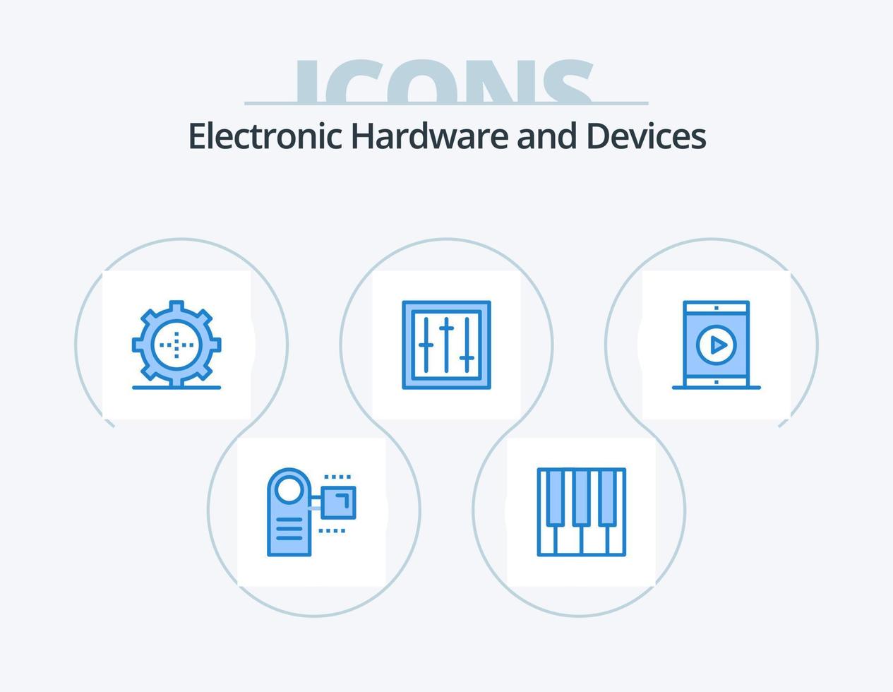Devices Blue Icon Pack 5 Icon Design. mixer. dj. piano. devices. set vector