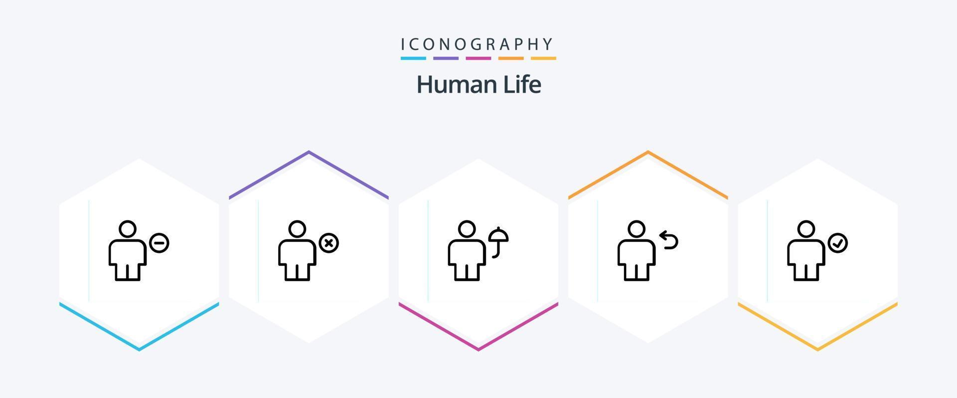 humano 25 línea icono paquete incluso controlar. avatar. proteger. devolver. cuerpo vector