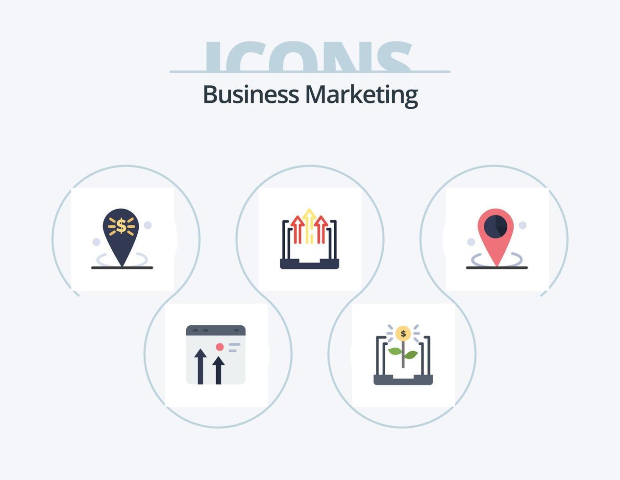 Business Marketing Flat Icon Pack 5 Icon Design. growth. arrow. financial. placeholder. location vector