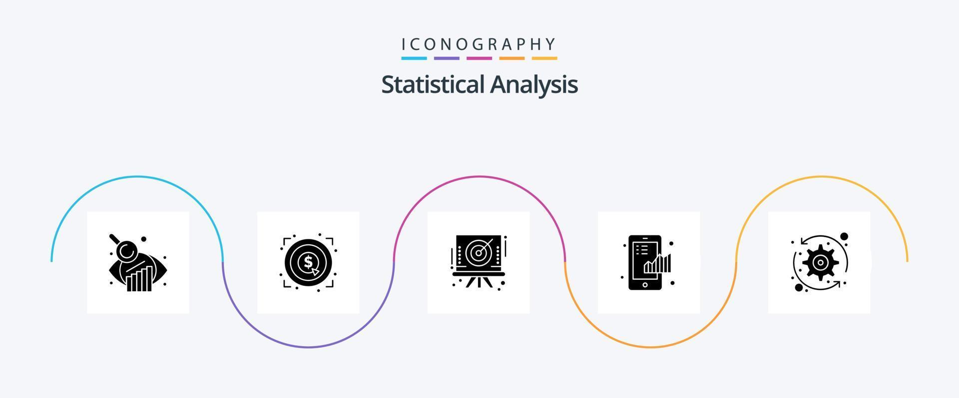 Statistical Analysis Glyph 5 Icon Pack Including refresh. statistical. board. graph. chart vector