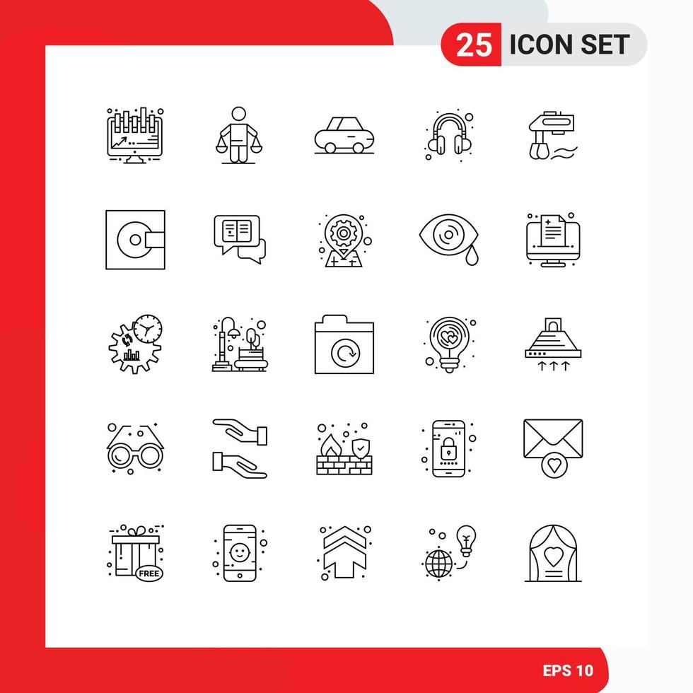 Mobile Interface Line Set of 25 Pictograms of devices manual car kitchen support Editable Vector Design Elements