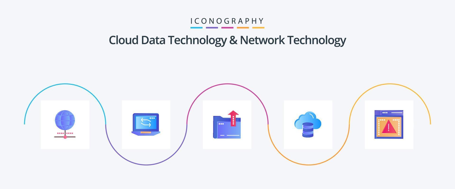 Cloud Data Technology And Network Technology Flat 5 Icon Pack Including computing. dollar. folder. money . cloud vector
