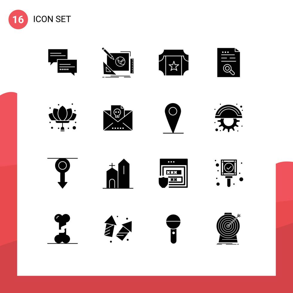 User Interface Pack of 16 Basic Solid Glyphs of china file design process document content Editable Vector Design Elements