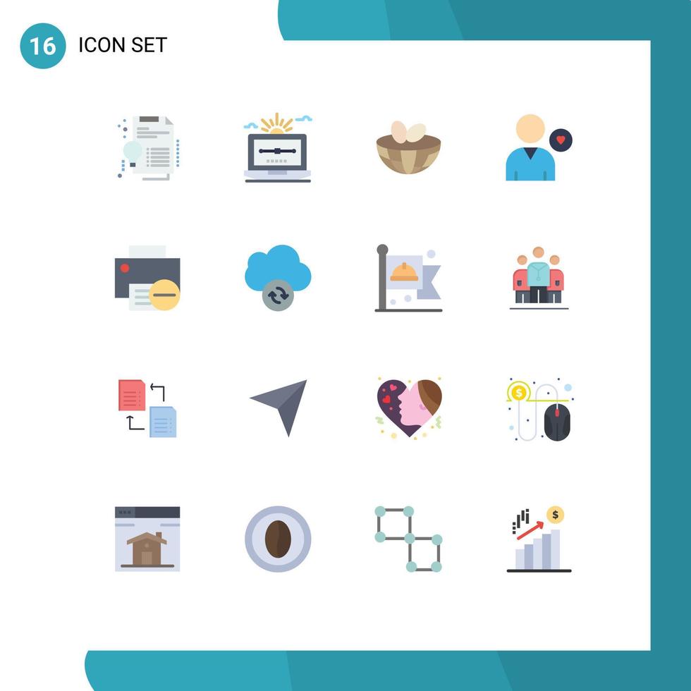 16 Universal Flat Color Signs Symbols of love human draw heart spring Editable Pack of Creative Vector Design Elements