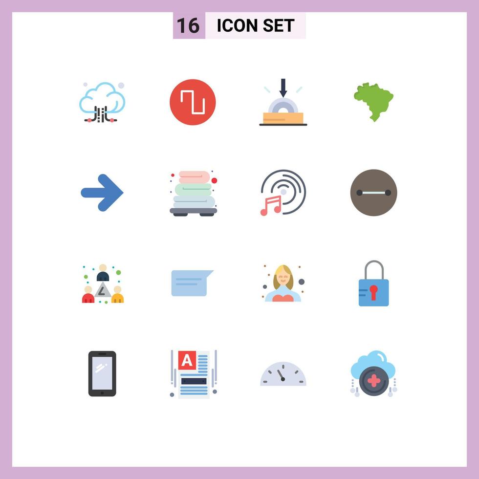 Universal Icon Symbols Group of 16 Modern Flat Colors of right forward download arrow map Editable Pack of Creative Vector Design Elements