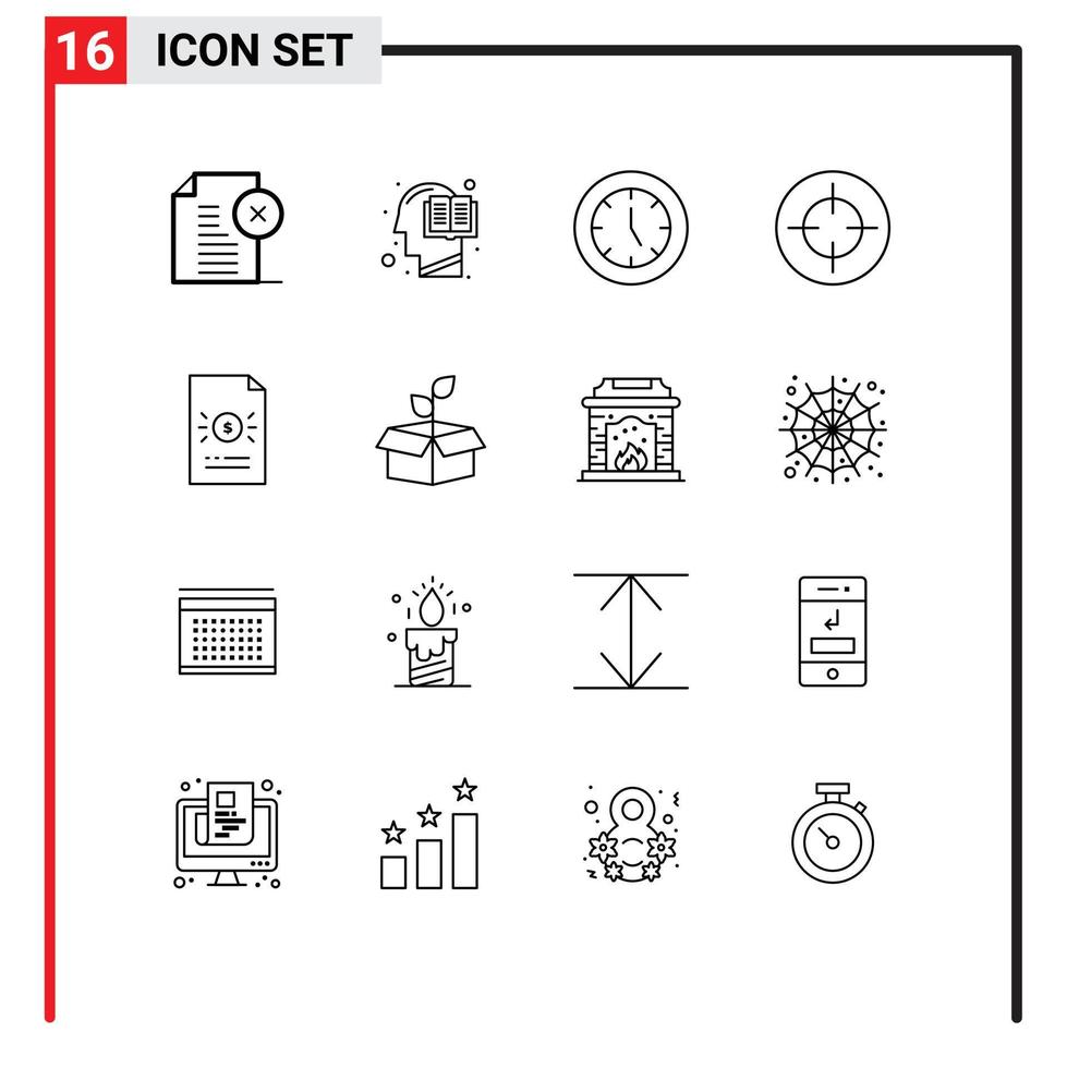 Editable Vector Line Pack of 16 Simple Outlines of shoot crosshair human technology electronics Editable Vector Design Elements