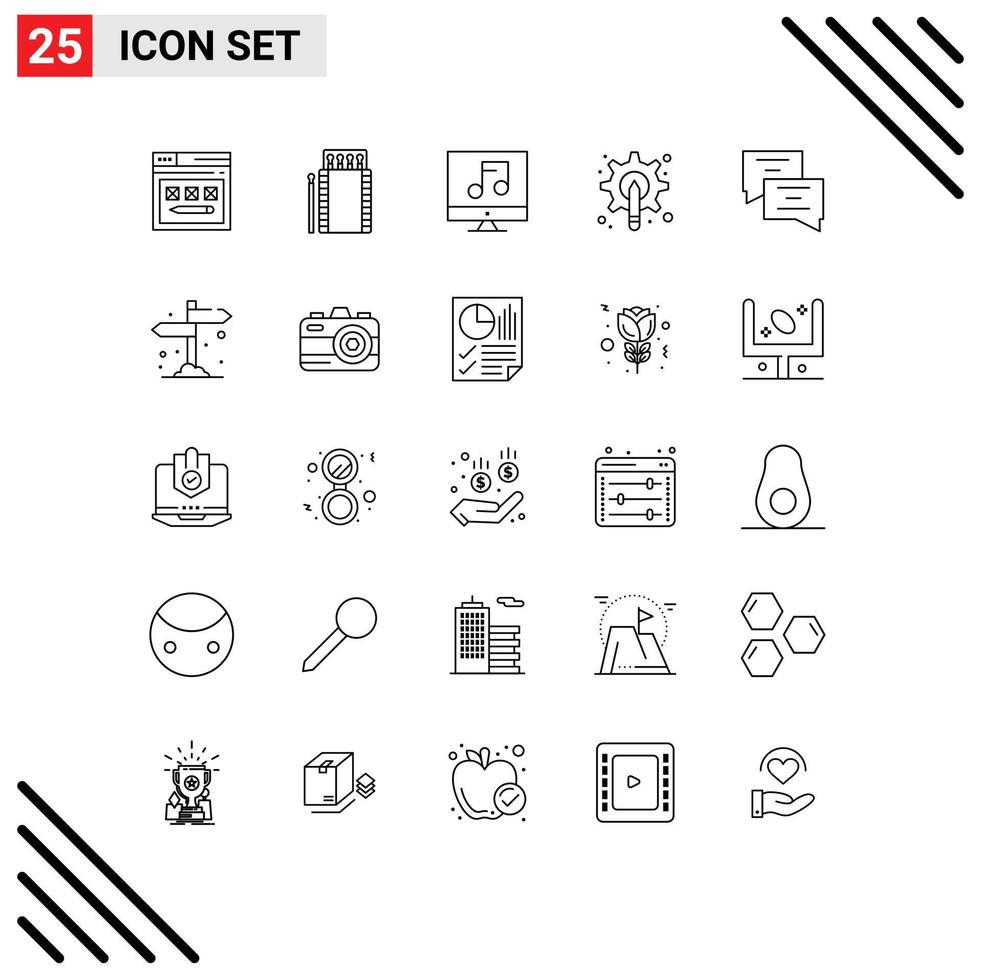 Mobile Interface Line Set of 25 Pictograms of tool graphic bonfire designer multimedia Editable Vector Design Elements