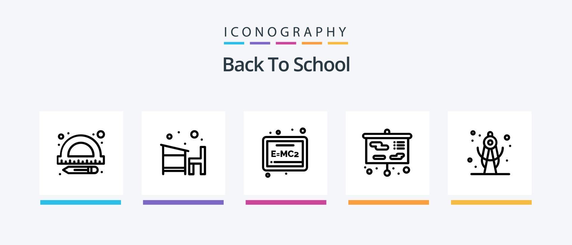 espalda a colegio línea 5 5 icono paquete incluso investigación. atrás. otorgar. espalda bolsa. escuela. creativo íconos diseño vector