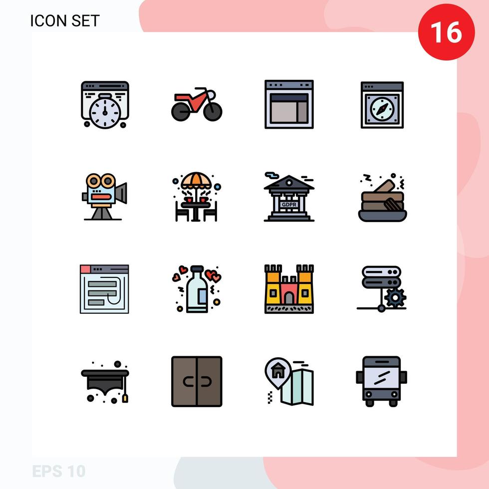 16 Creative Icons Modern Signs and Symbols of film camera web web page Editable Creative Vector Design Elements