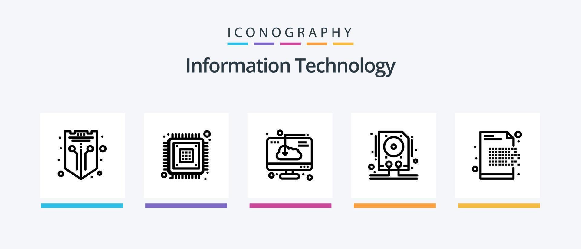 Information Technology Line 5 Icon Pack Including hdd. data. encryption. wifi. panel. Creative Icons Design vector
