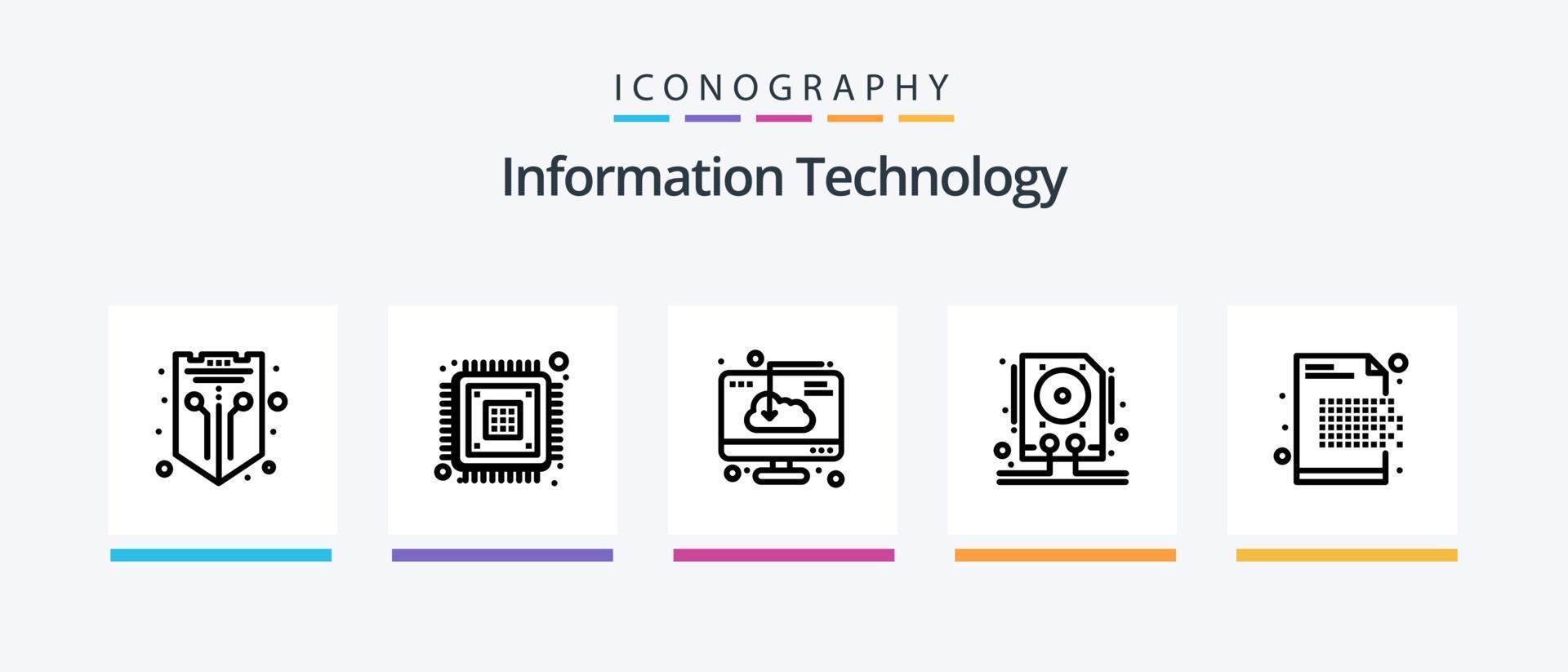 información tecnología línea 5 5 icono paquete incluso disco duro datos. encriptación Wifi. panel. creativo íconos diseño vector