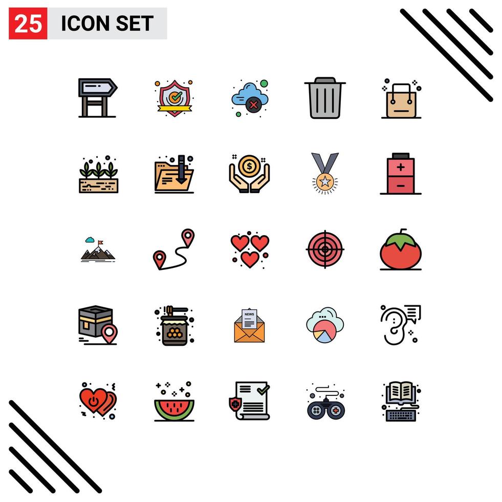 Set of 25 Modern UI Icons Symbols Signs for cart trash shield recycle storage Editable Vector Design Elements
