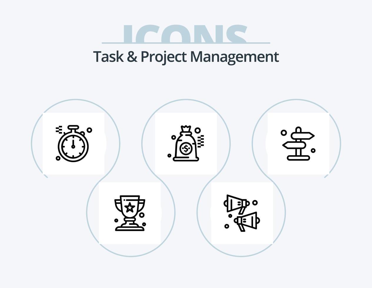 Task And Project Management Line Icon Pack 5 Icon Design. idea. box. cogwheel. finance. attachment vector