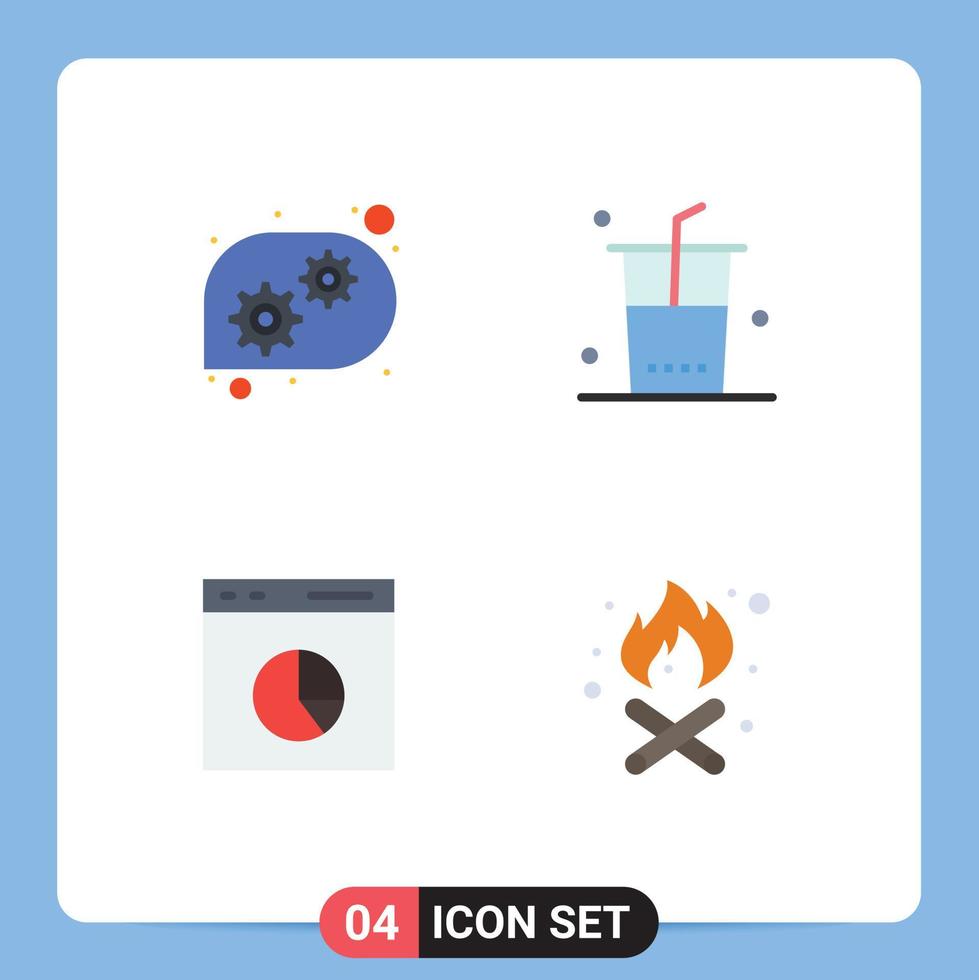 4 Flat Icon concept for Websites Mobile and Apps gear e drinks shopping statistics Editable Vector Design Elements