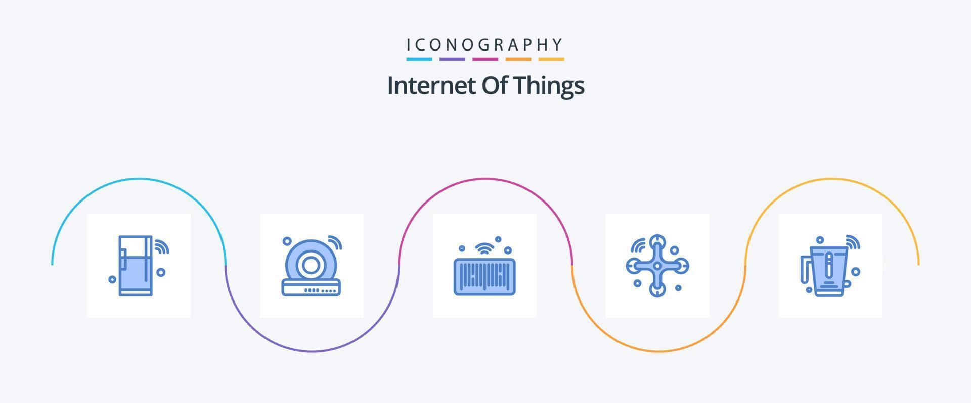 Internet Of Things Blue 5 Icon Pack Including blender. drone. internet. connections. things vector