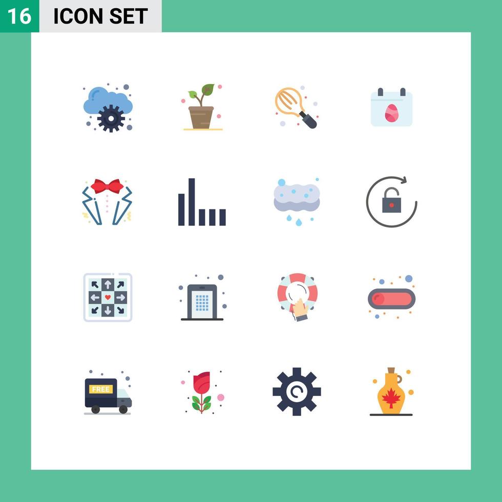 User Interface Pack of 16 Basic Flat Colors of heart day cooking easter calender Editable Pack of Creative Vector Design Elements