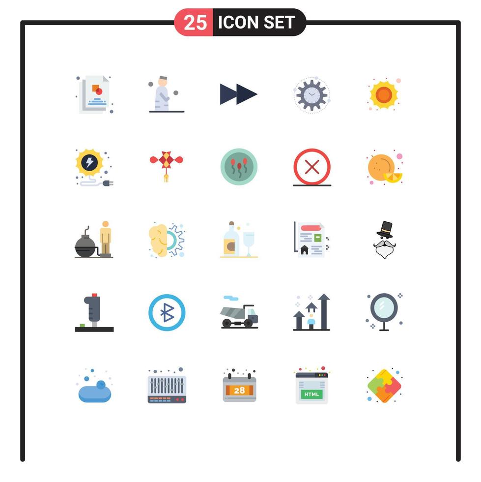 25 Thematic Vector Flat Colors and Editable Symbols of sunny project prayer productivity management Editable Vector Design Elements