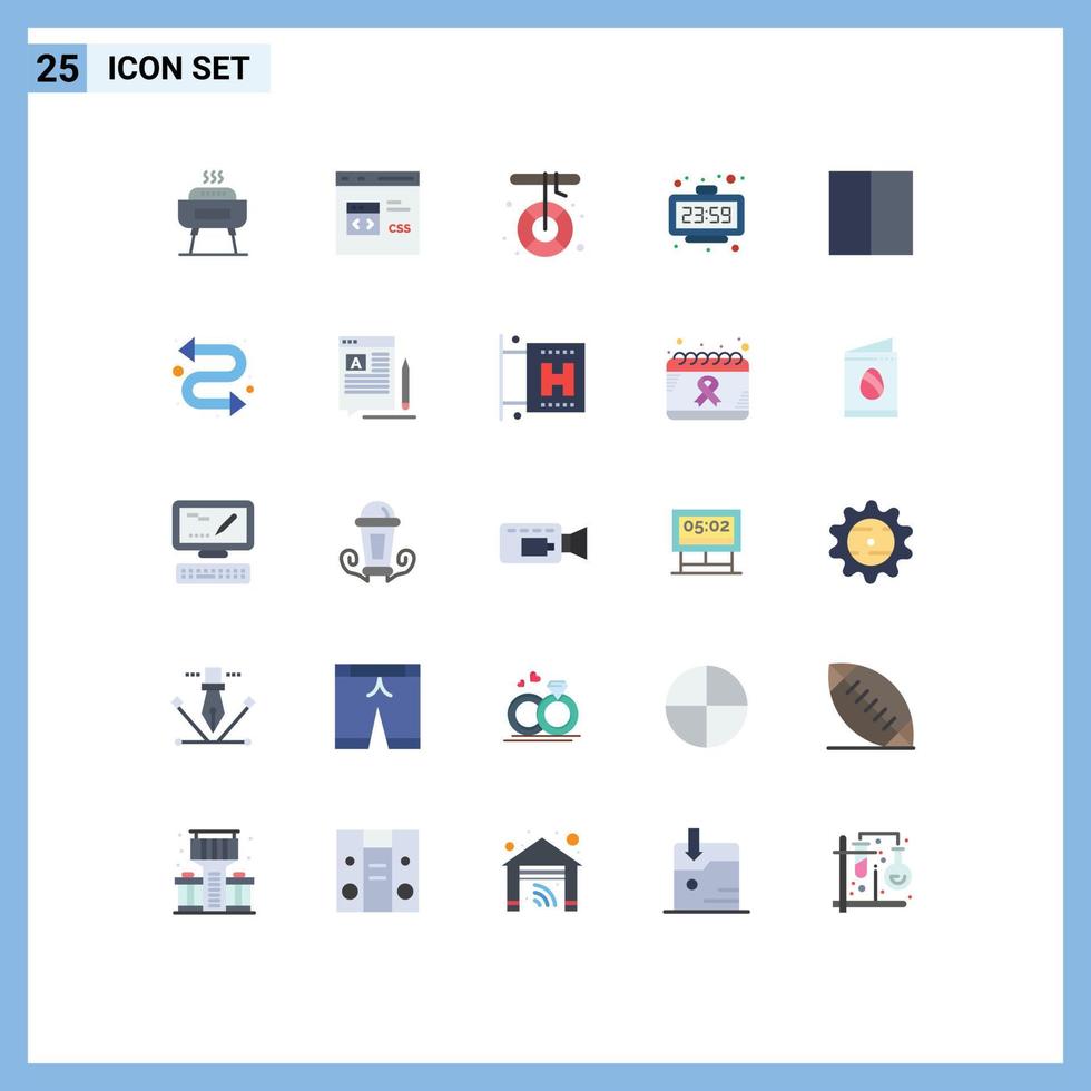 Flat Color Pack of 25 Universal Symbols of time minute development clock melting Editable Vector Design Elements