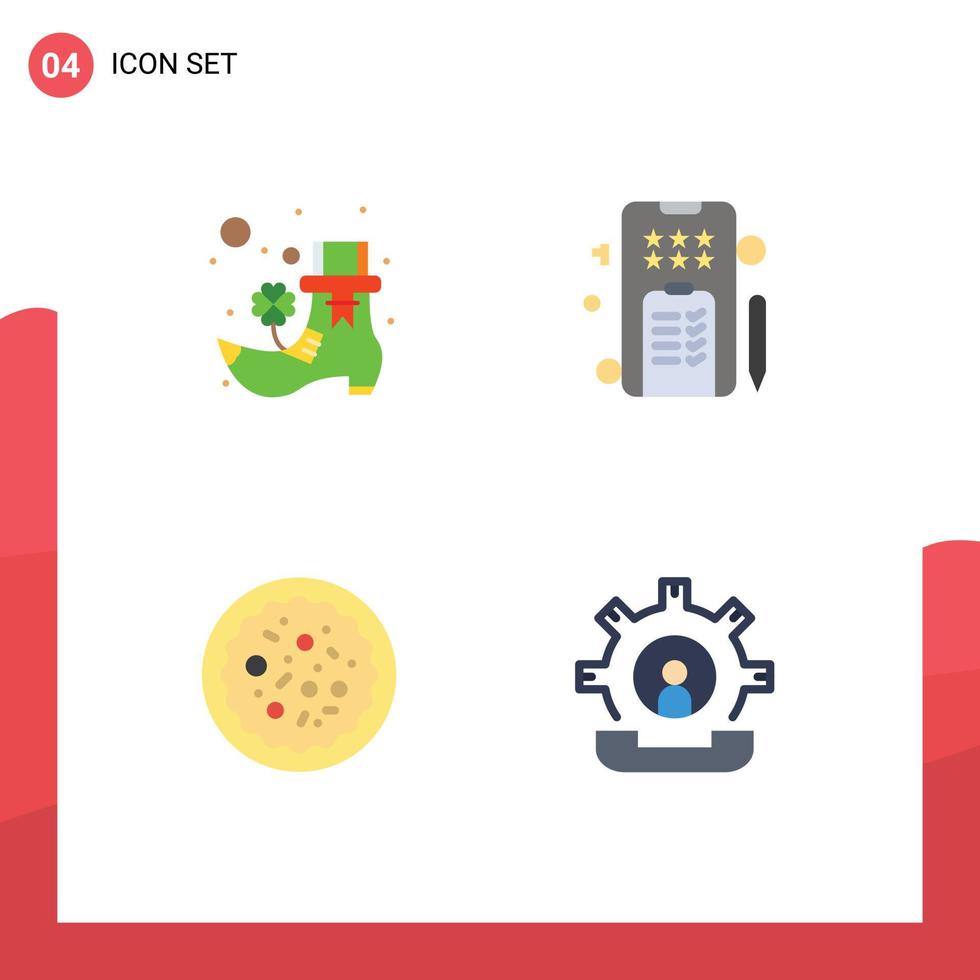 Pack of 4 creative Flat Icons of boot pizza mobile phone communication Editable Vector Design Elements