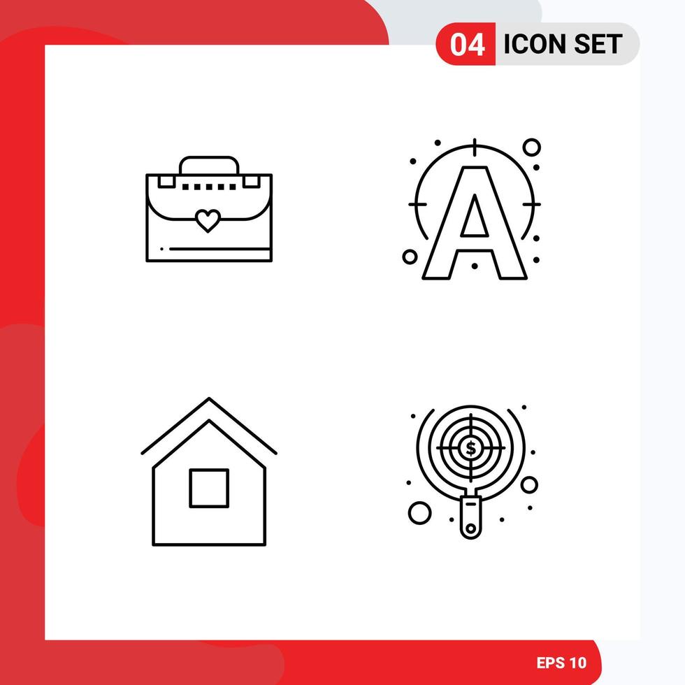 Group of 4 Filledline Flat Colors Signs and Symbols for bag house edit connect shack Editable Vector Design Elements