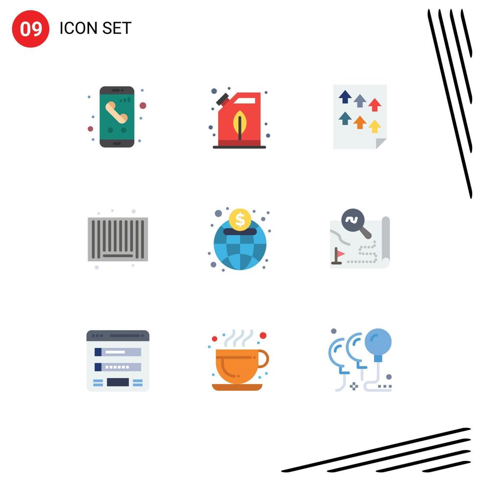 Set of 9 Modern UI Icons Symbols Signs for shopping product oil barcode paper Editable Vector Design Elements