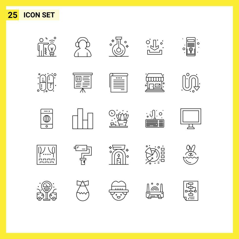 Editable Vector Line Pack of 25 Simple Lines of pc computer chemistry down download Editable Vector Design Elements