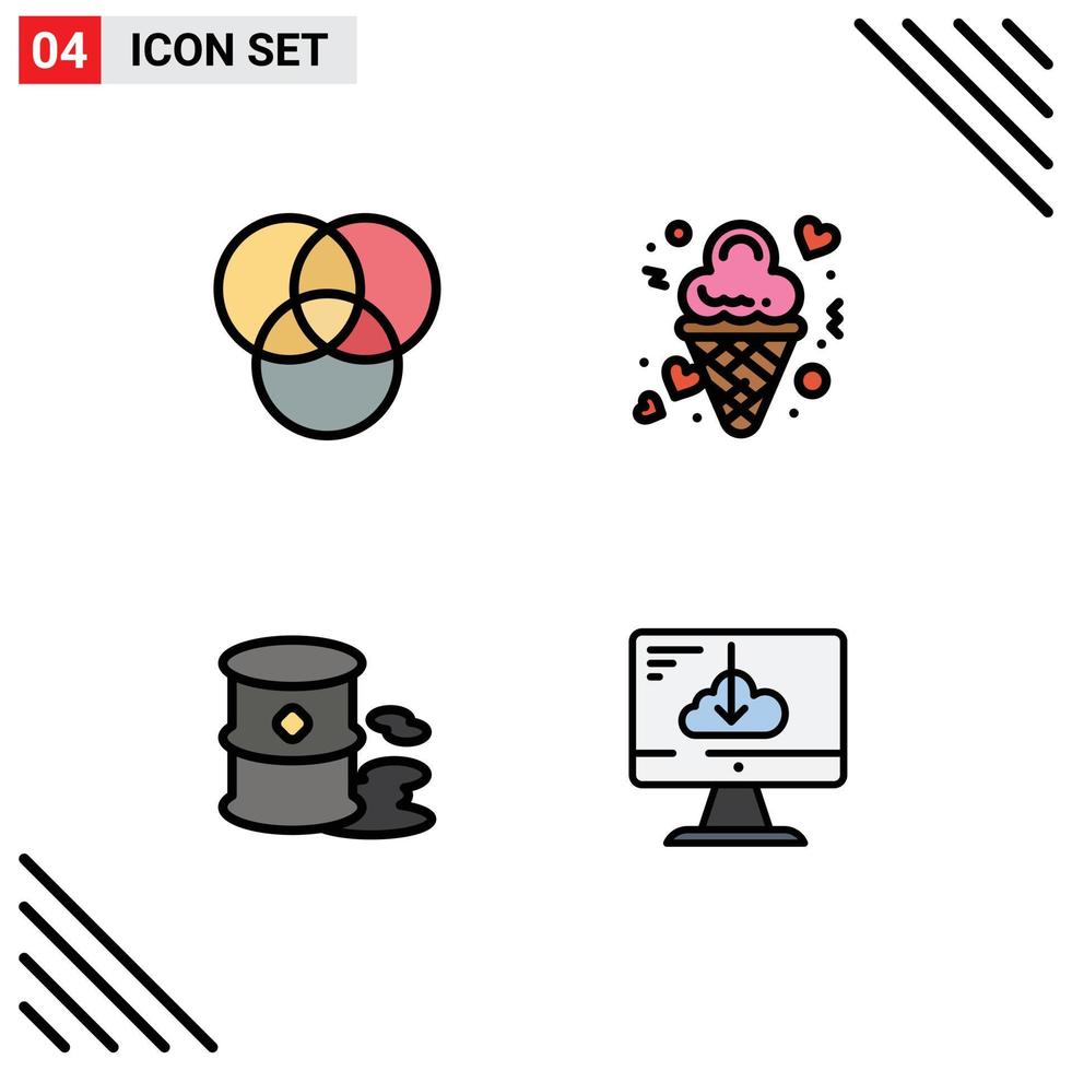 4 Creative Icons Modern Signs and Symbols of rgb garbage cream valentine cloud Editable Vector Design Elements