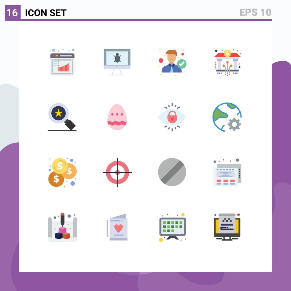 User Interface Pack of 16 Basic Flat Colors of achievements blockchain accept banking right Editable Pack of Creative Vector Design Elements