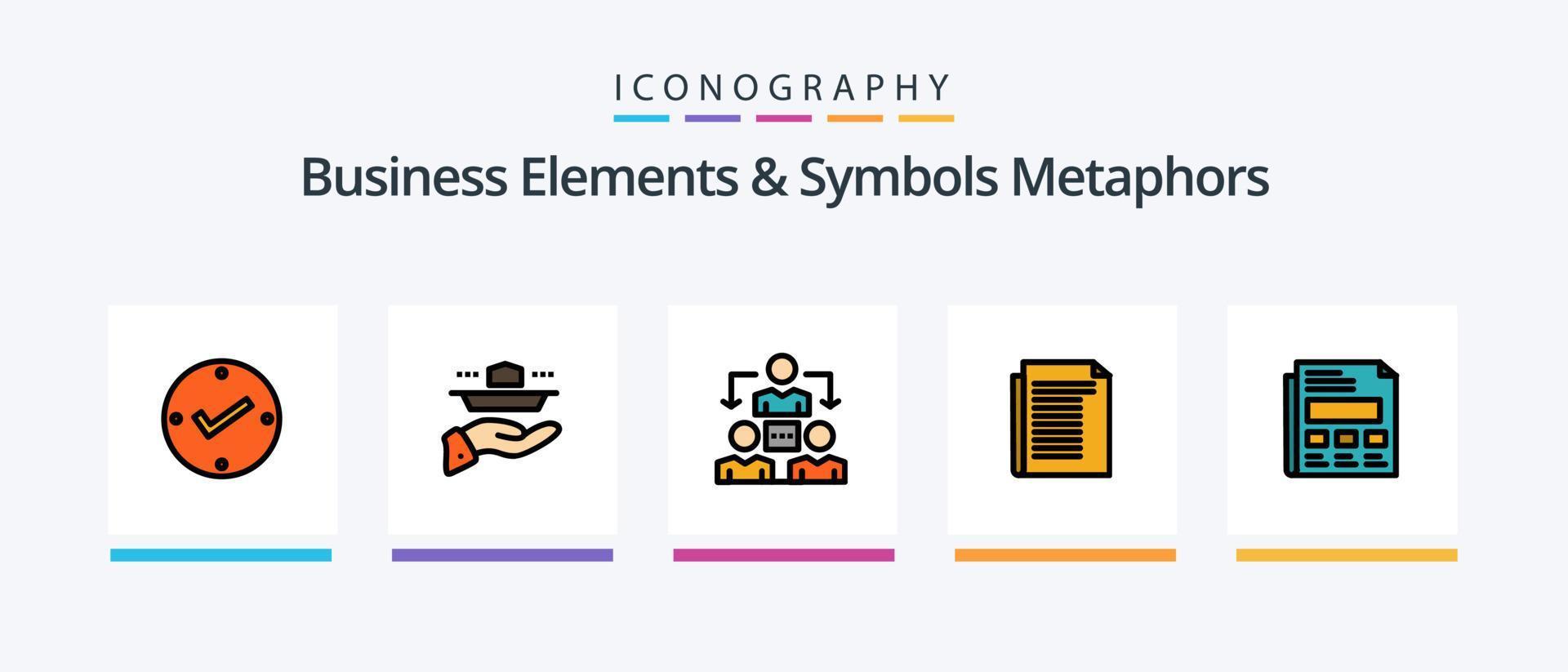 Business Elements And Symbols Metaphors Line Filled 5 Icon Pack Including game. man. connection. worker. businessman. Creative Icons Design vector