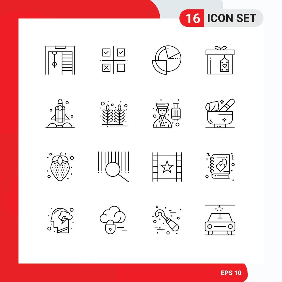 Stock Vector Icon Pack of 16 Line Signs and Symbols for launcher surprize analysis box monitoring Editable Vector Design Elements