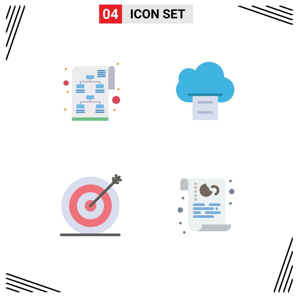 Pack of 4 creative Flat Icons of planning marketing start up print cookies Editable Vector Design Elements