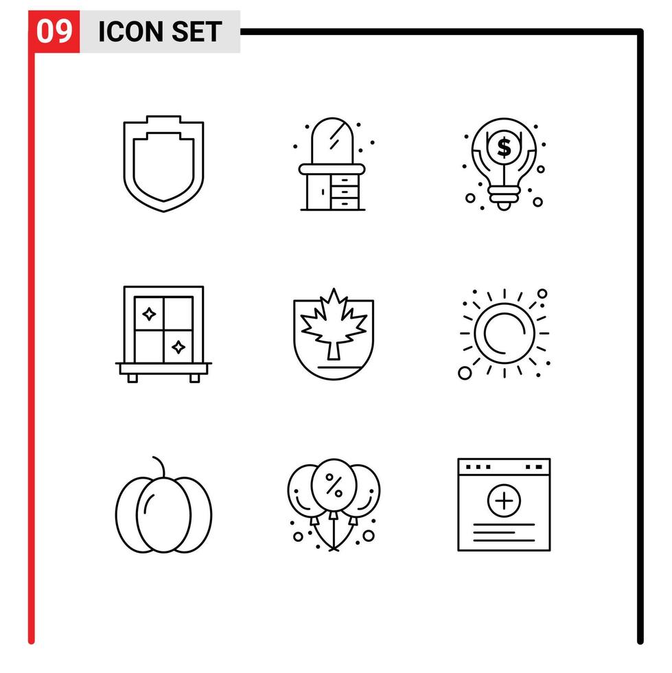 paquete de 9 9 creativo contornos de Dom proteger dinero Canadá seguridad editable vector diseño elementos