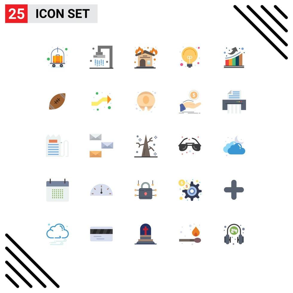 User Interface Pack of 25 Basic Flat Colors of growth solution fire light bulb Editable Vector Design Elements