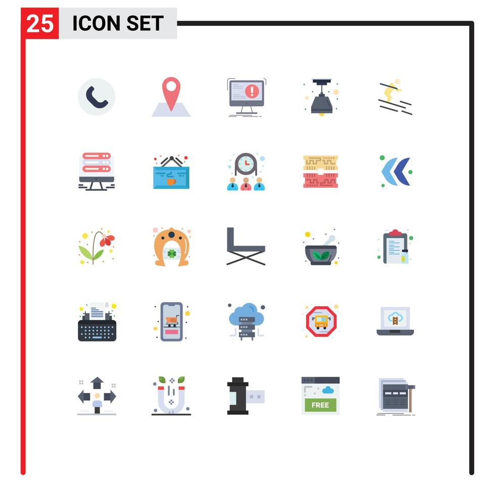 25 Flat Color concept for Websites Mobile and Apps skiing activity antivirus light bulb electric Editable Vector Design Elements