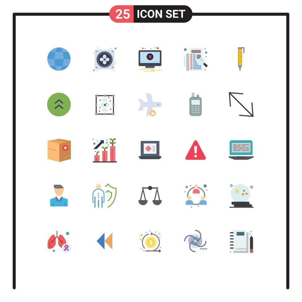 25 User Interface Flat Color Pack of modern Signs and Symbols of pencil registration error listing filing Editable Vector Design Elements