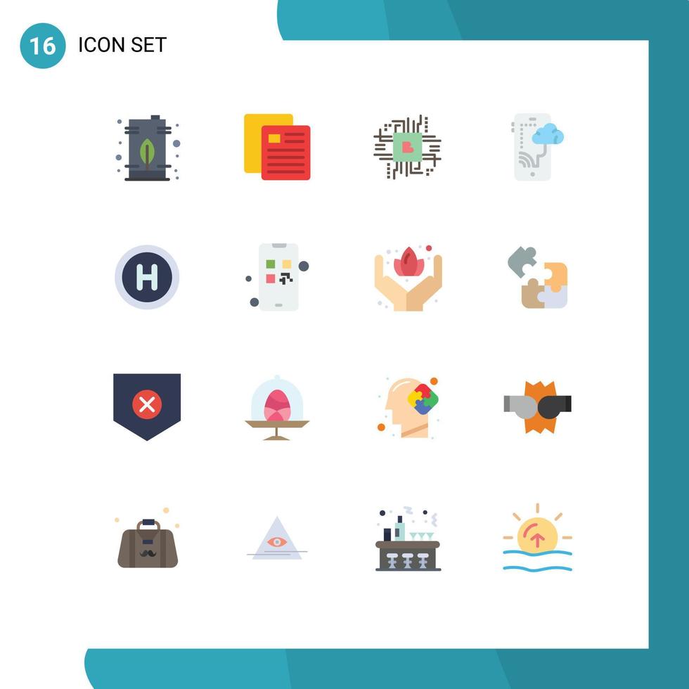 User Interface Pack of 16 Basic Flat Colors of medical mobile school connection fintech Editable Pack of Creative Vector Design Elements