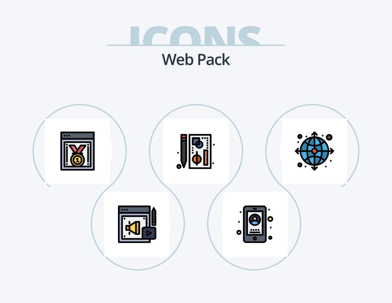 Web Pack Line Filled Icon Pack 5 Icon Design. development. picture. web. custom image. web team vector
