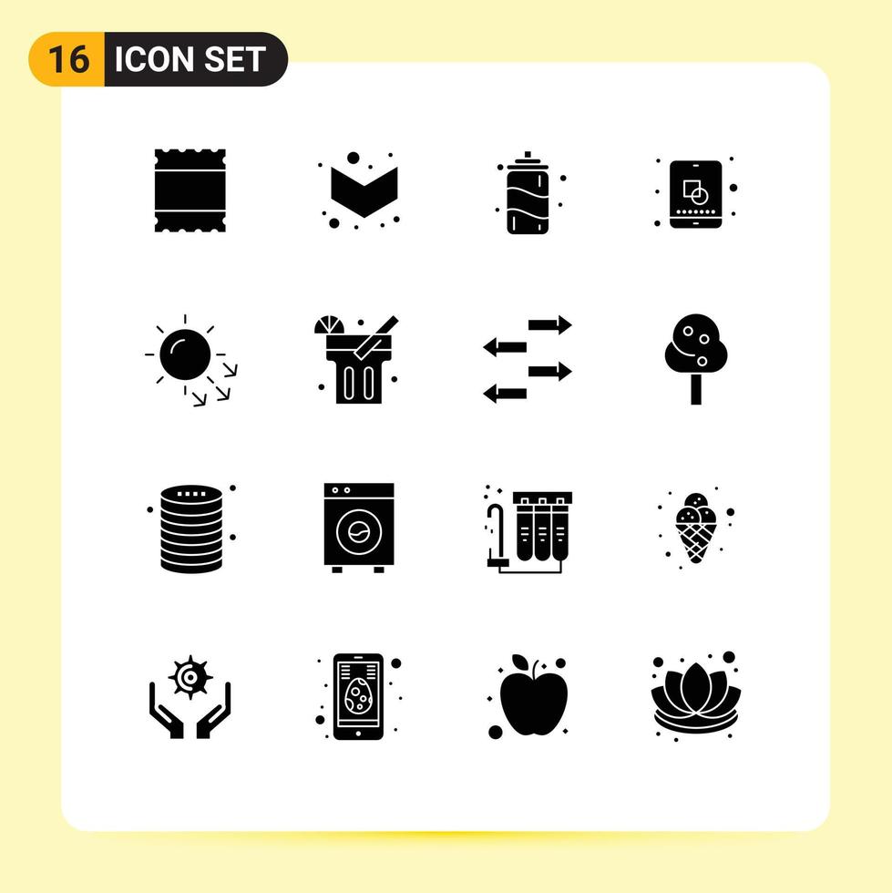 Universal Icon Symbols Group of 16 Modern Solid Glyphs of drink skin care design skin dermatology Editable Vector Design Elements