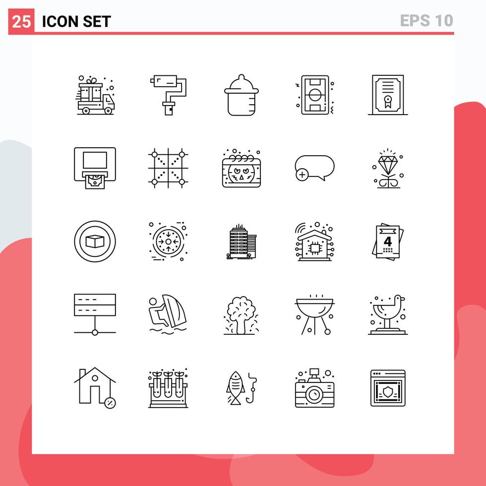 Set of 25 Vector Lines on Grid for diploma certificate bottle game ground Editable Vector Design Elements