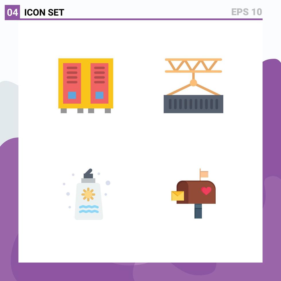 Stock Vector Icon Pack of 4 Line Signs and Symbols for education sun cream reading logistic park Editable Vector Design Elements