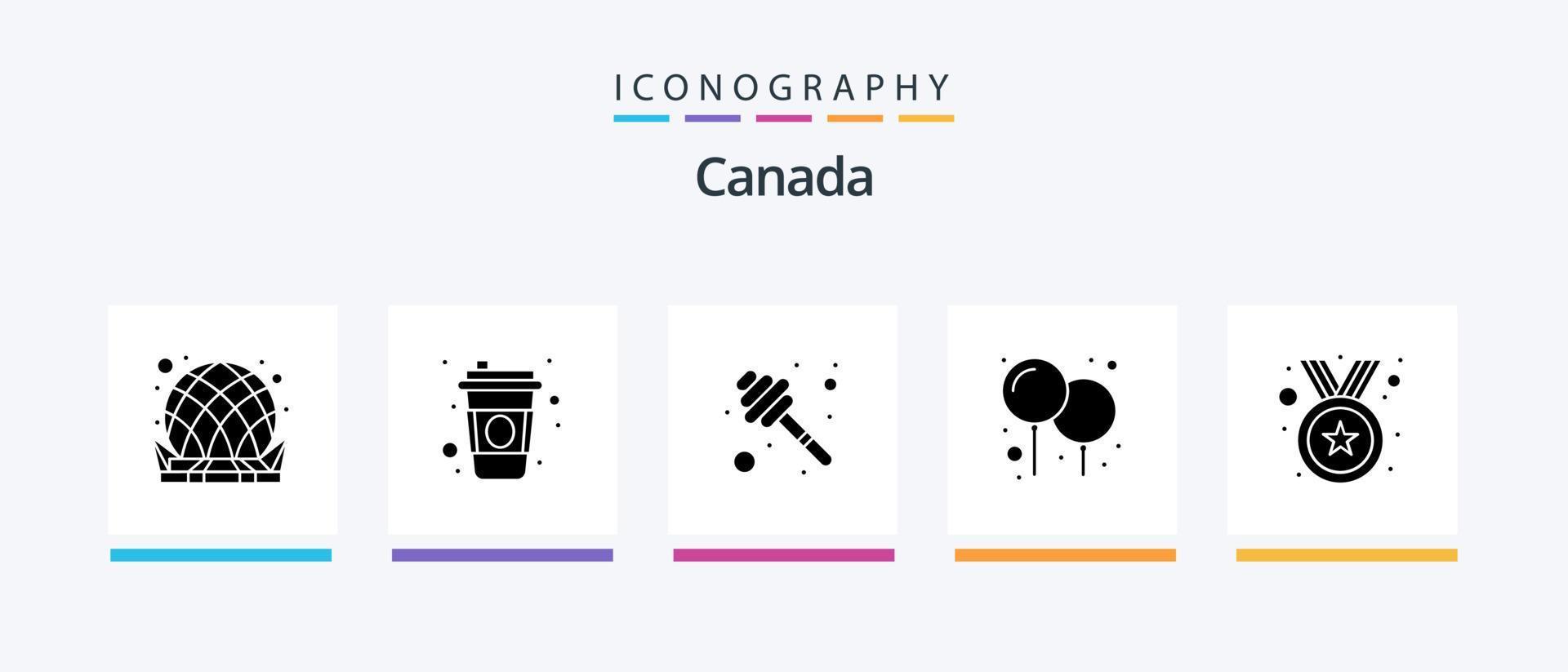 Canadá glifo 5 5 icono paquete incluso medalla. día. cazo. fiesta. globos creativo íconos diseño vector