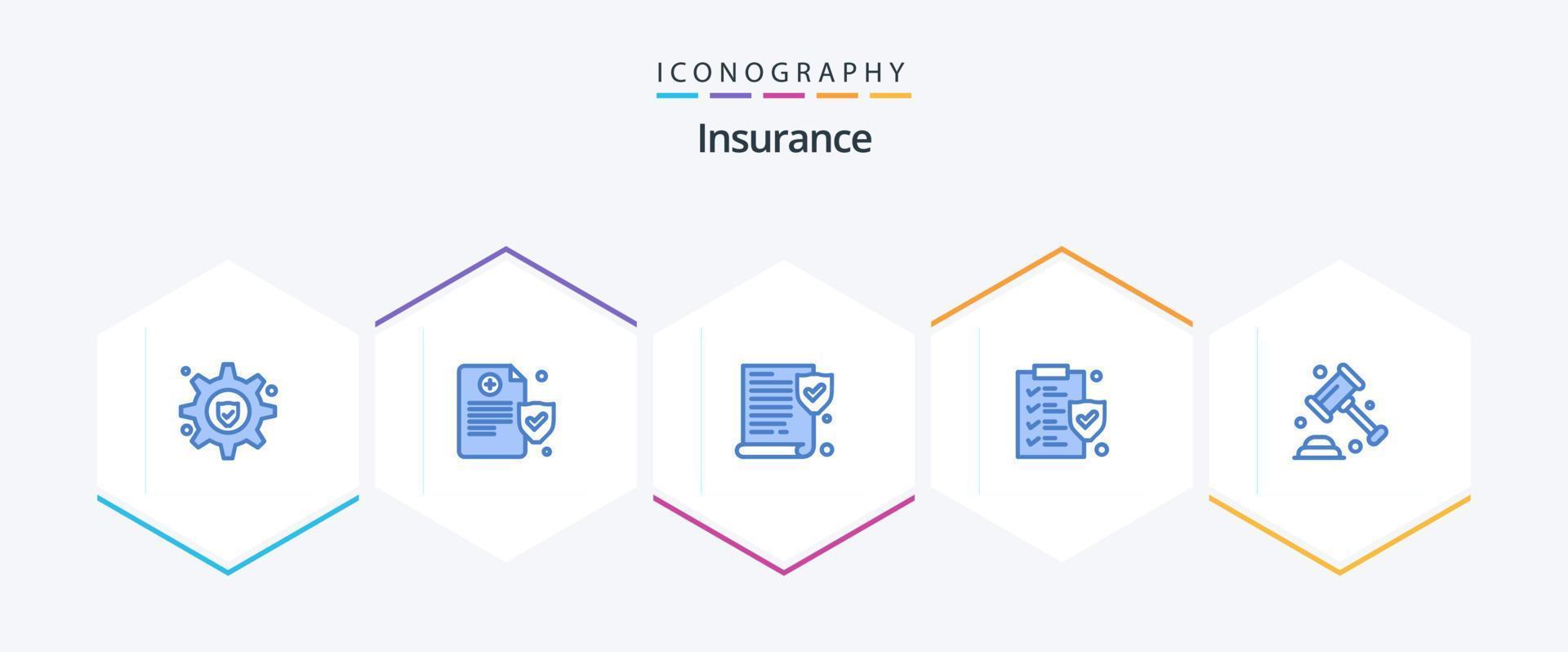 Insurance 25 Blue icon pack including . law. policy. security. insurance vector