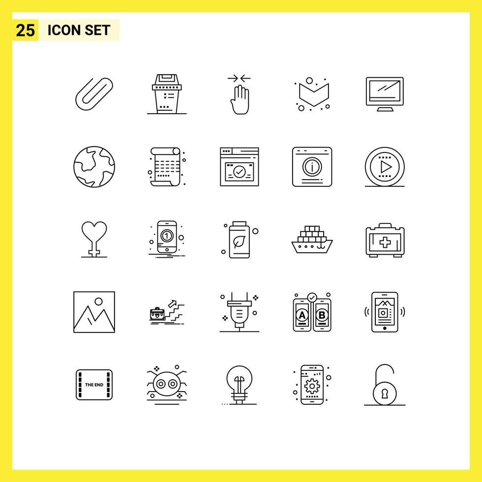 Line Pack of 25 Universal Symbols of device computer arrow full arrow Editable Vector Design Elements