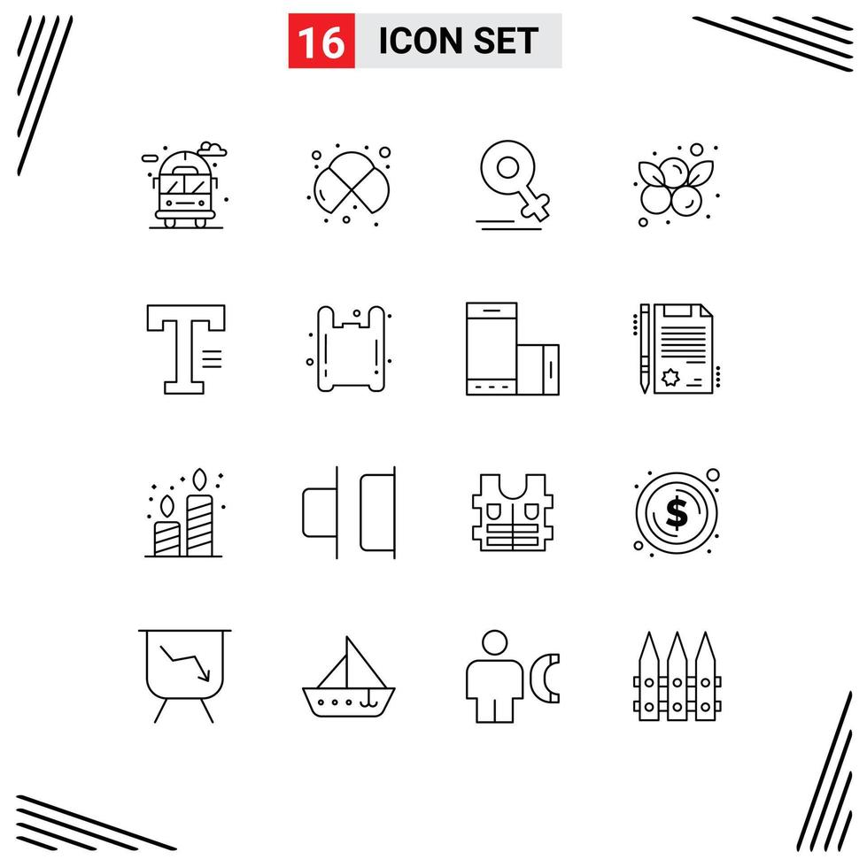 dieciséis creativo íconos moderno señales y símbolos de tipo arándano laboratorio arándanos mamá editable vector diseño elementos
