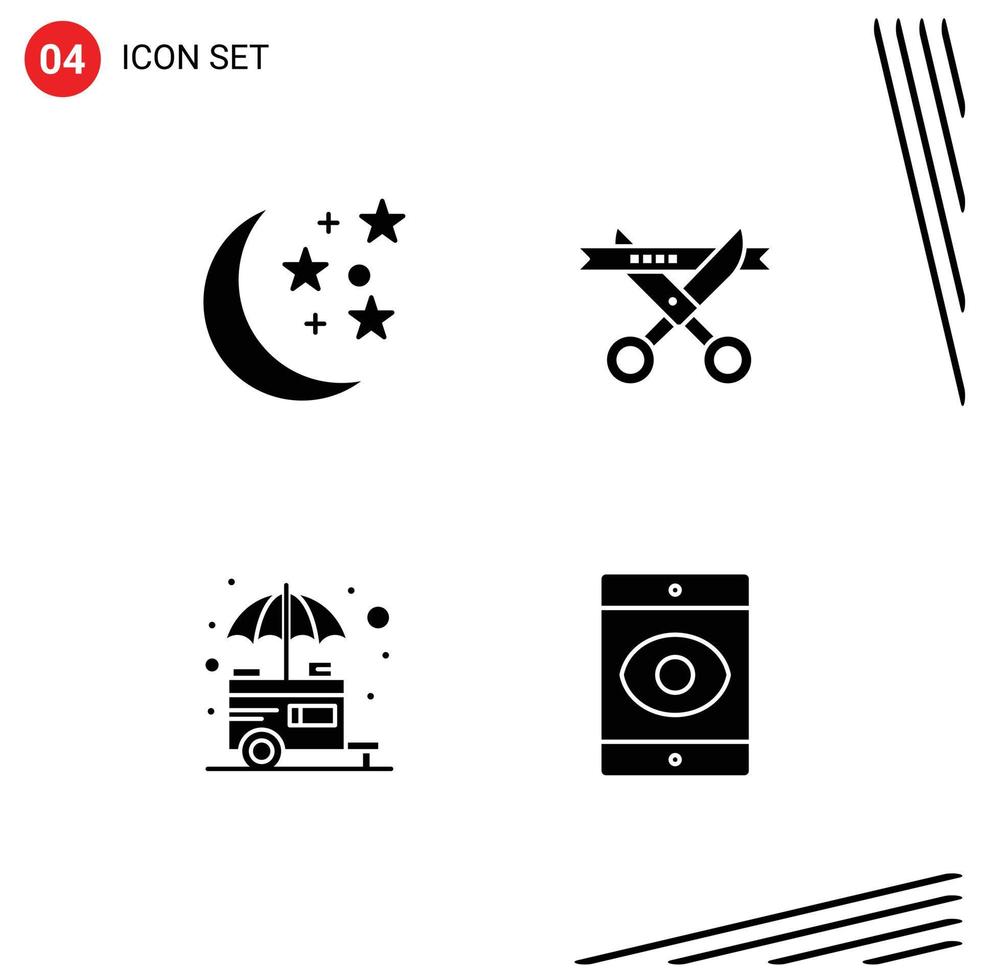4 Creative Icons Modern Signs and Symbols of halloween stand business opening shop Editable Vector Design Elements