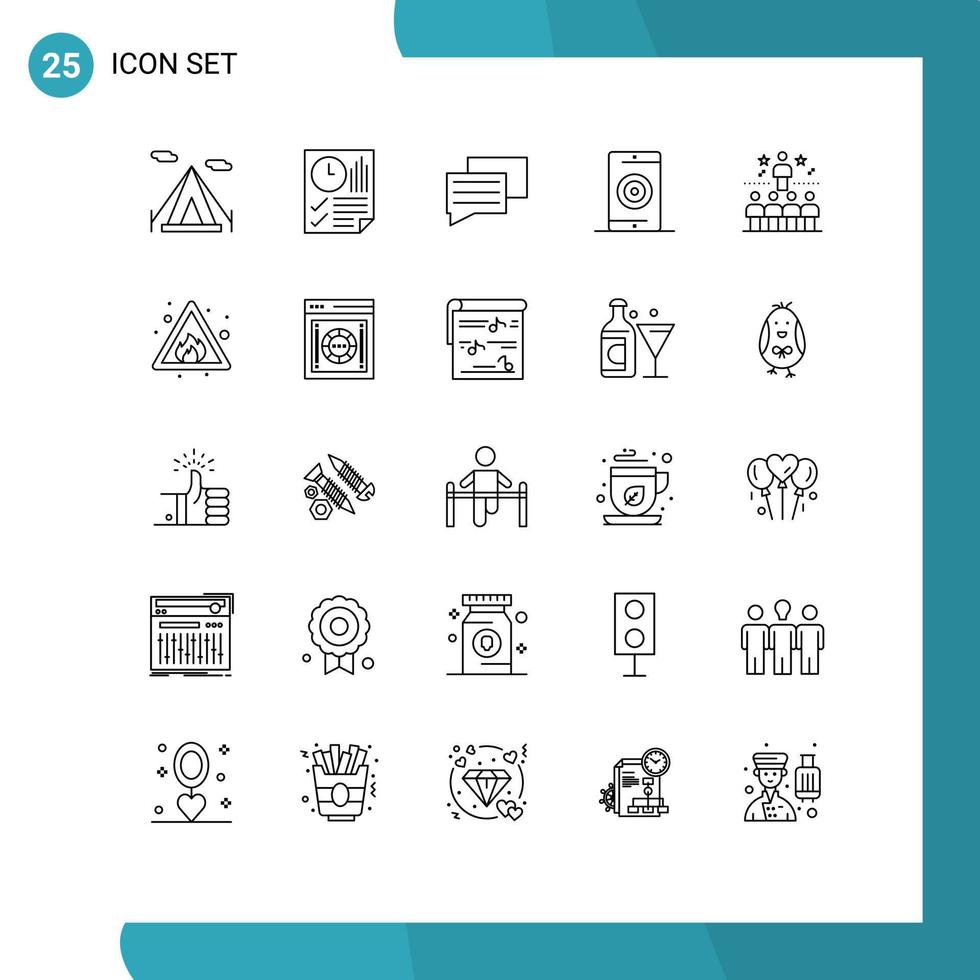 Universal Icon Symbols Group of 25 Modern Lines of success performance chat optimization media Editable Vector Design Elements