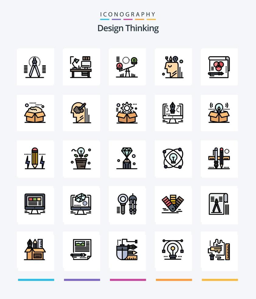 Creative Design Thinking 25 Line FIlled icon pack  Such As user. digital. computer. art. seesaw vector