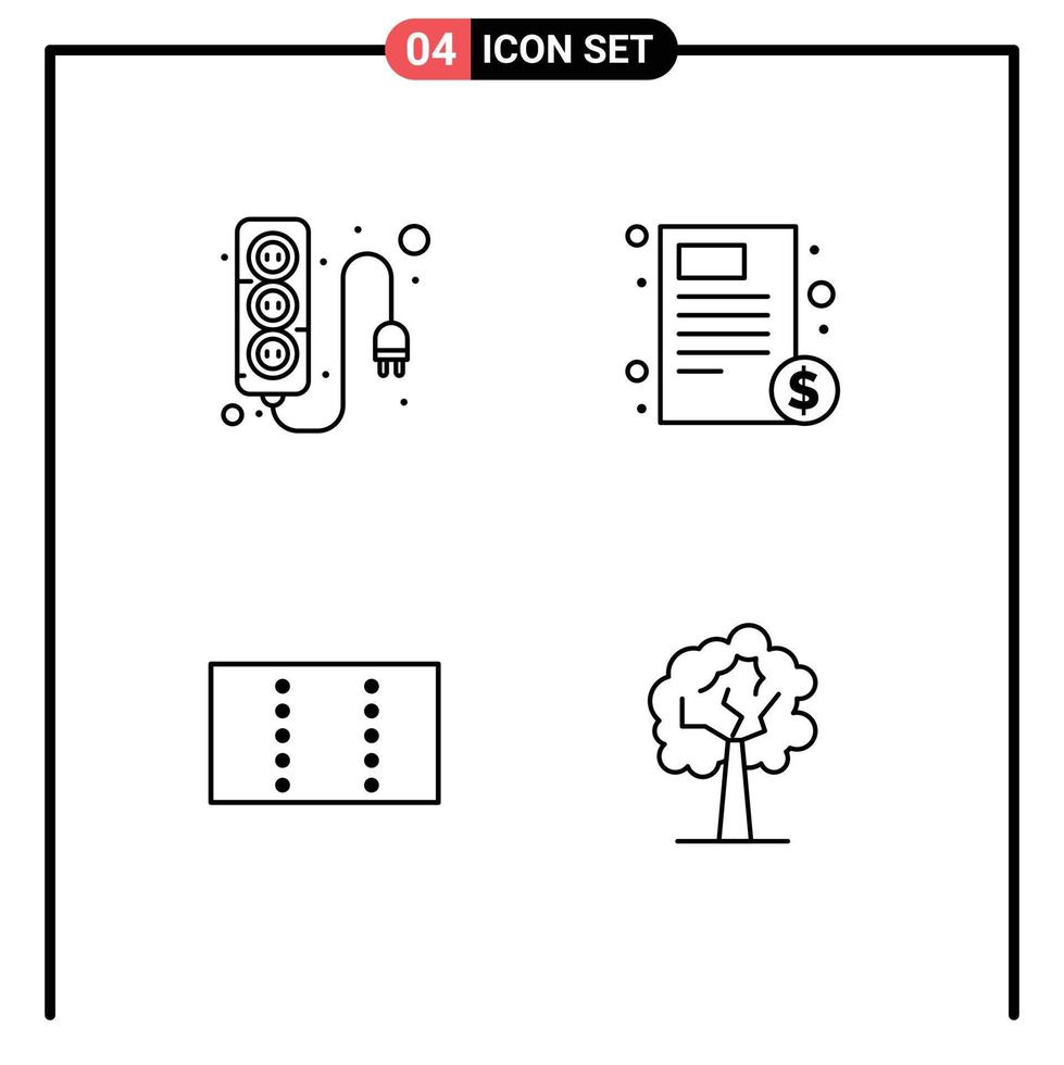 4 Universal Line Signs Symbols of electronics layout power supply healthcare tree Editable Vector Design Elements