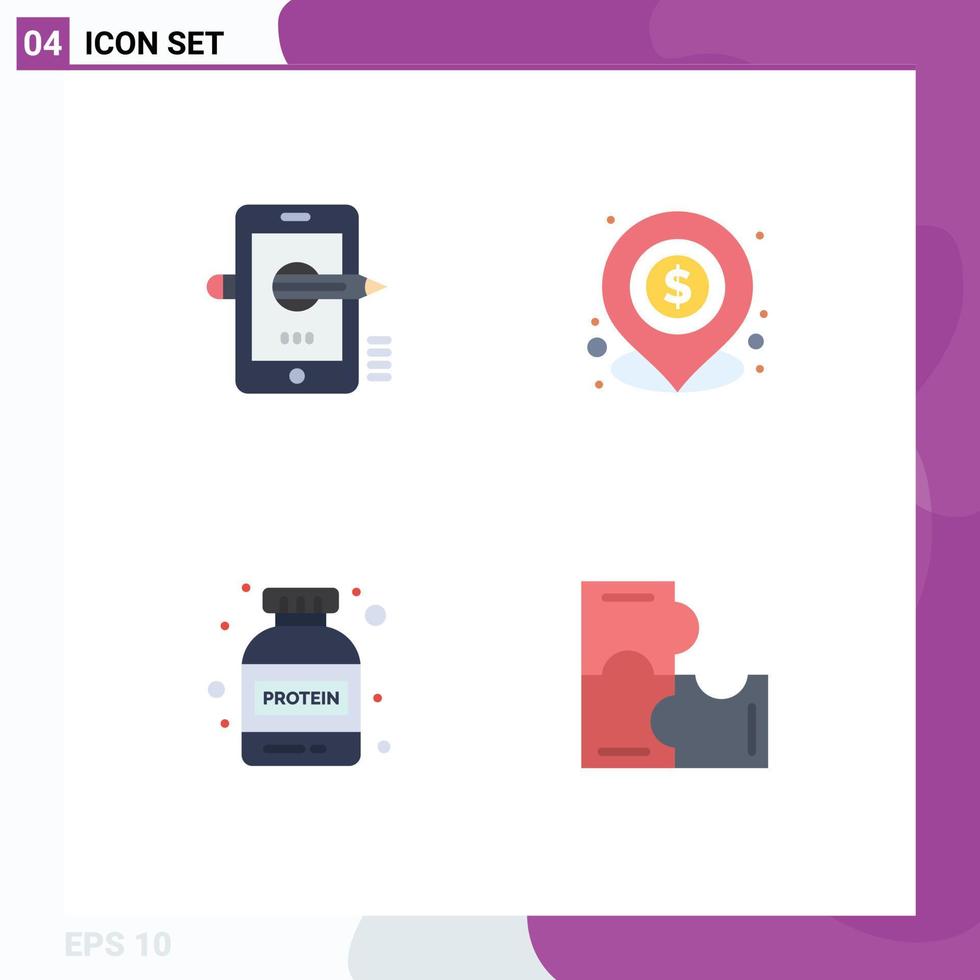 Pictogram Set of 4 Simple Flat Icons of education location drawing lend protein Editable Vector Design Elements